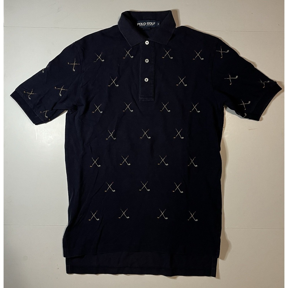 Vintage Polo Ralph Lauren Golf Rugby Polo Shirt Size Small Full Print